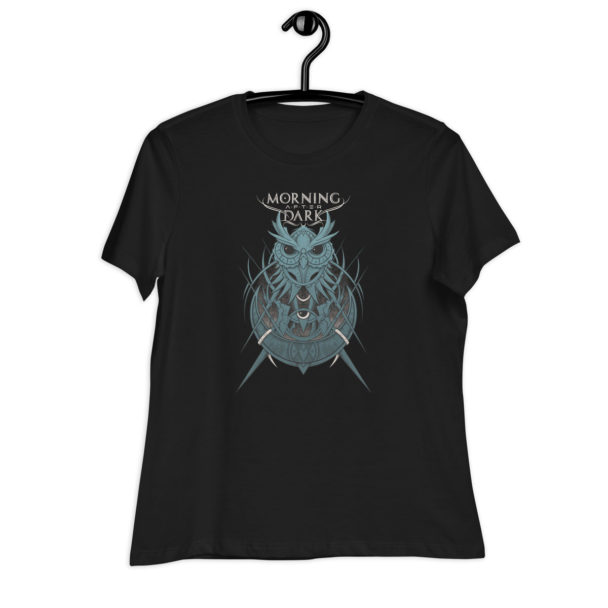 Morning After Dark - Steampunk Owl Black Front - lockeres Girly-Shirt